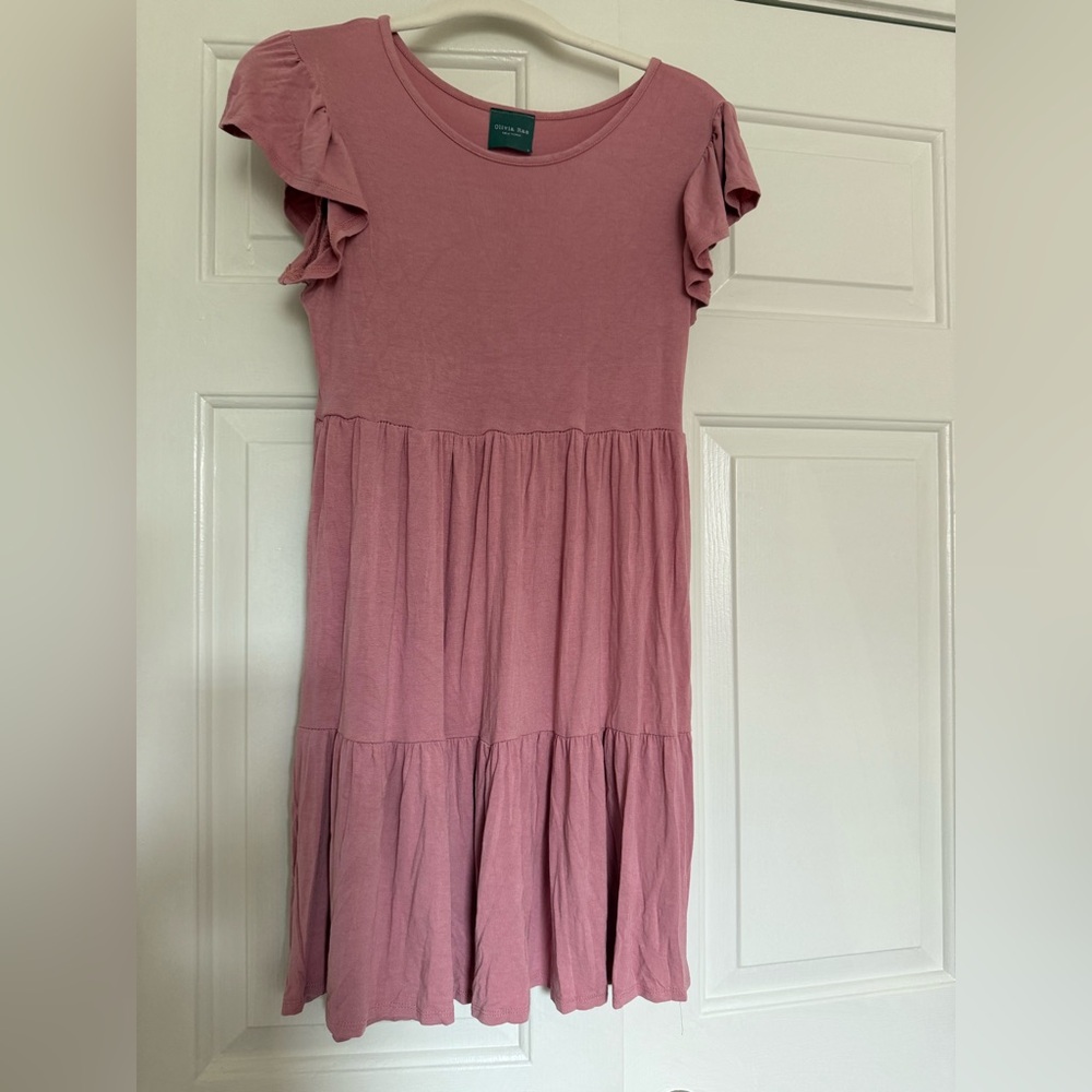 Olivia Rae Mauve Flutter Sleeve Dress